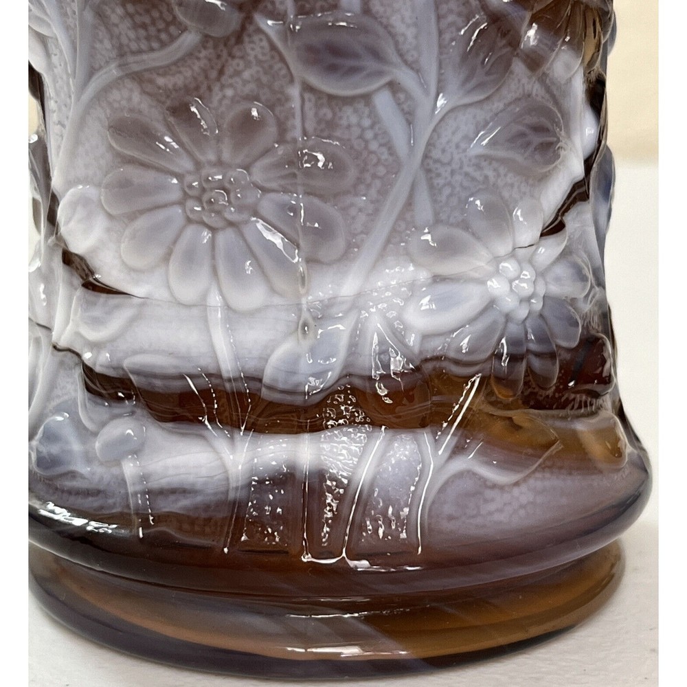 Vintage Imperial Dark Caramel Root Beer Slag Glass Tall Daisy Basket 10 In Tall - Picture 14 of 16